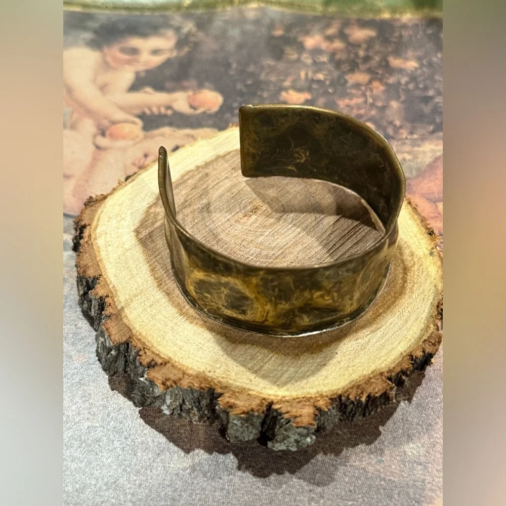 Vintage Mid-Century Brutalist‎ Brass Cuff Bracelet